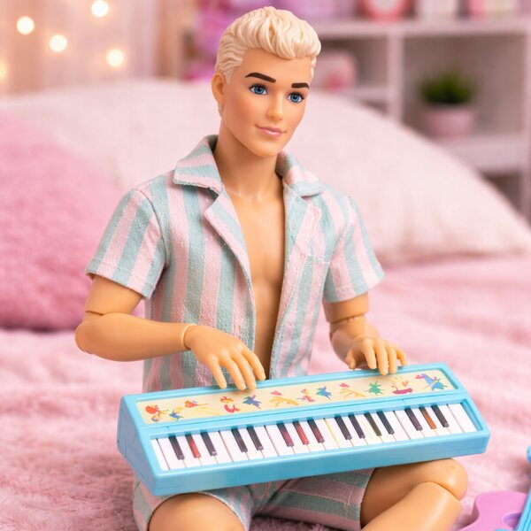 Ken Blondino Gitarrist 30 cm mit beweglichen Gelenken und Musikzubehör