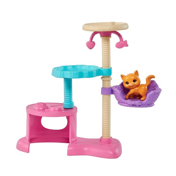 Barbie-Spiel mit Kätzchen – Barbie-Puppen-Set mit 5 Kätzchen und Katzenturm