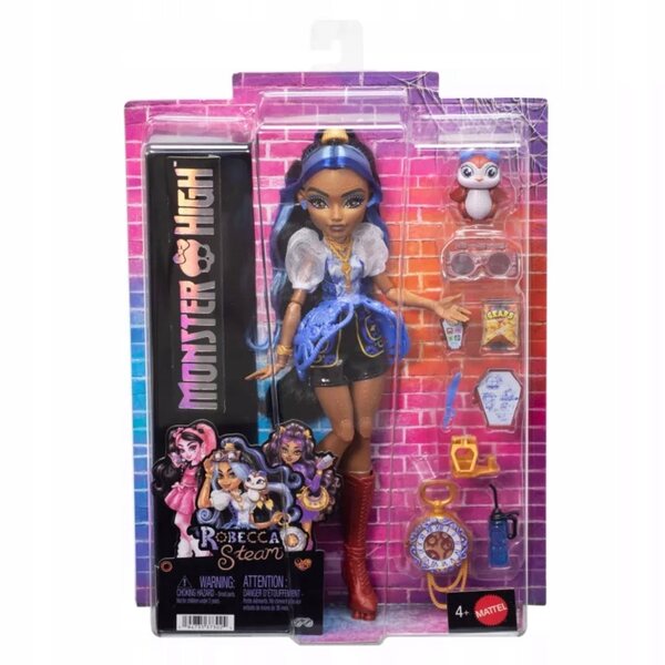 Bambola Monster High Robecca Steam con 7 Accessori Colorati per Bambini 4+