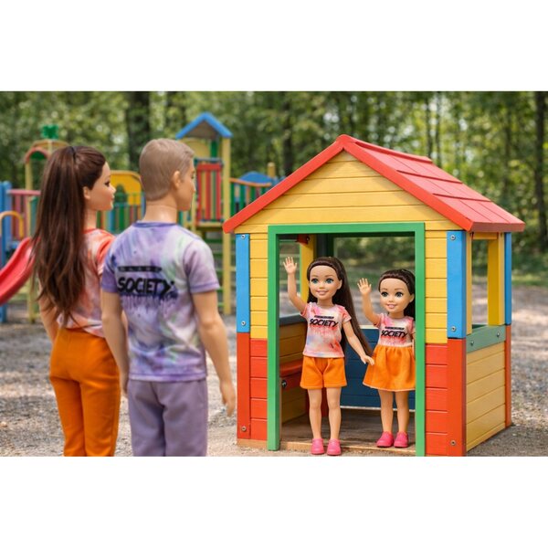 Set 4 Bambole Famiglia Realistica con Mamma, Papà e 2 Figlie per Bambini 3+