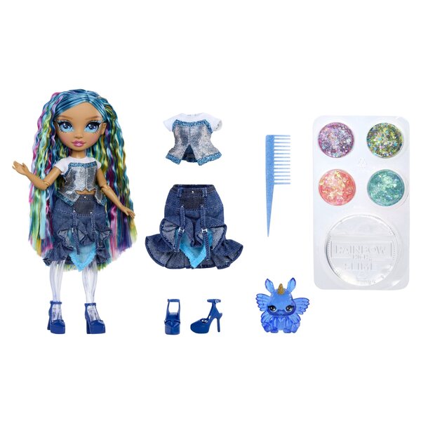Bambola Rainbow High Skyler Shimmers Slime 28 cm Blu per Bambini 4+