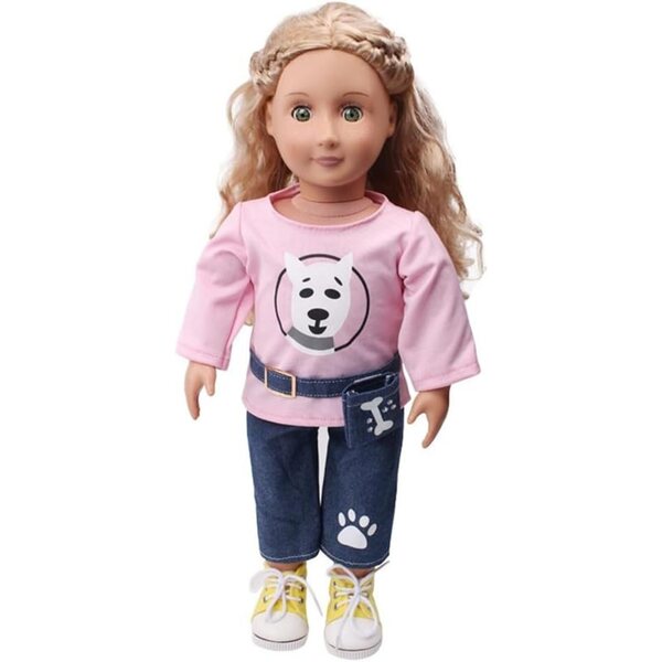 Jeanskleidung für 46-cm-Puppen – modisches Kostüm für 18-Zoll-amerikanische Puppen
