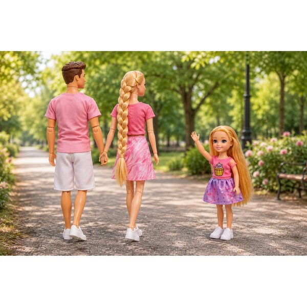 Set di Bambole Famiglia con Articolazioni Mobili per Bambini 3+