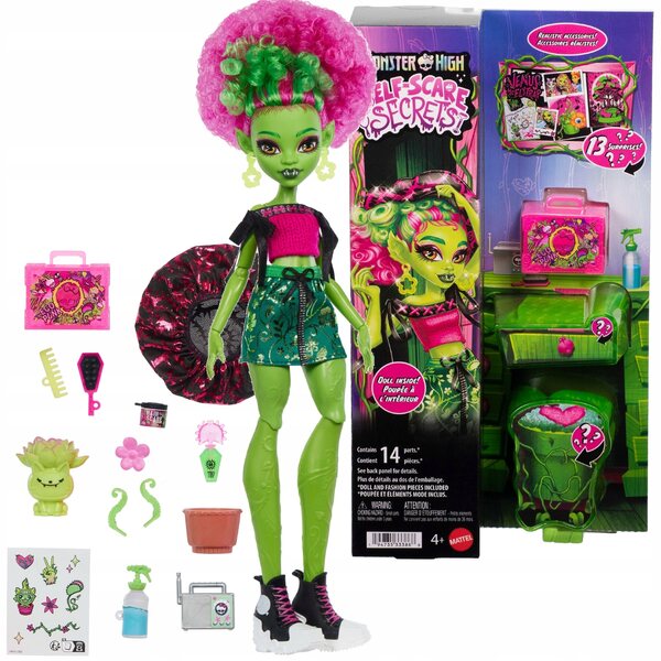 Monster High Venus McFlytrap Puppe mit Zubehör, Selbstpflege, 13 Überraschungen