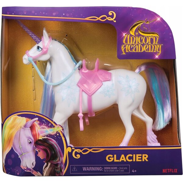 Große Einhorn-Akademie-Gletscherfigur 27 cm mit Gitter und magischem Stift