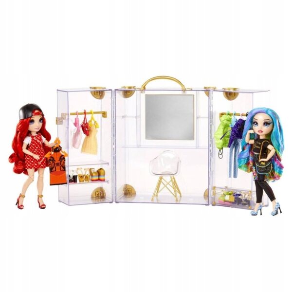 Гардероб Rainbow High Deluxe - Стилен гардероб с дрехи за кукли и аксесоари, 31 бр.