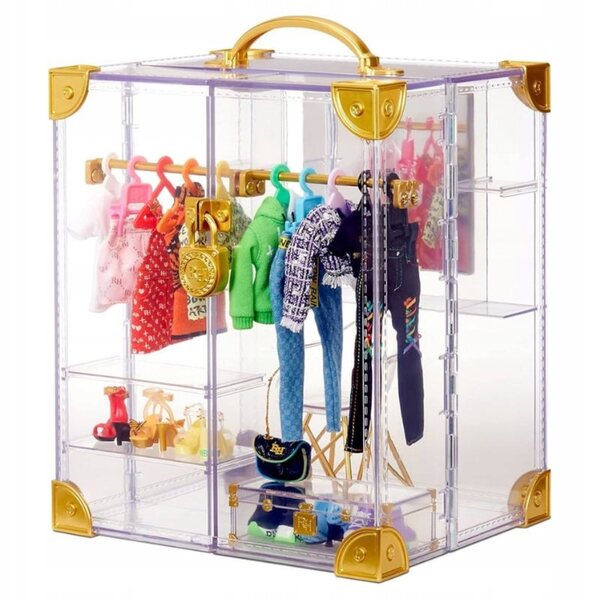 Гардероб Rainbow High Deluxe - Стилен гардероб с дрехи за кукли и аксесоари, 31 бр.