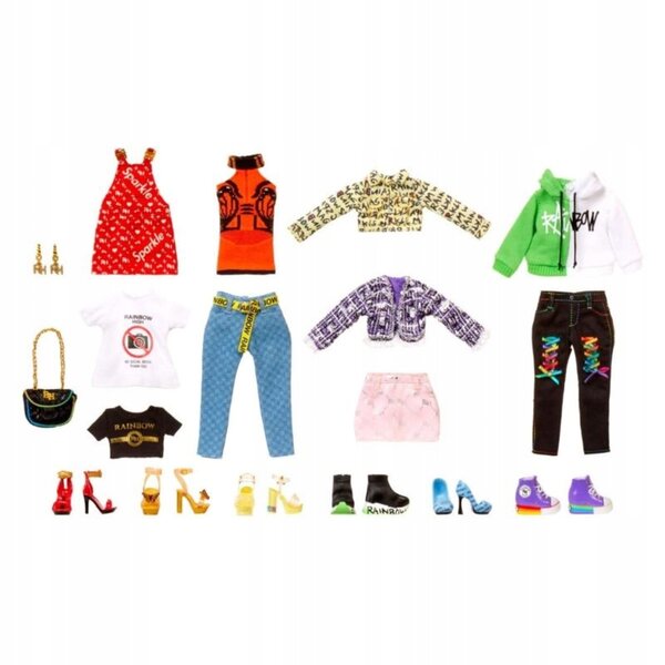 Гардероб Rainbow High Deluxe - Стилен гардероб с дрехи за кукли и аксесоари, 31 бр.