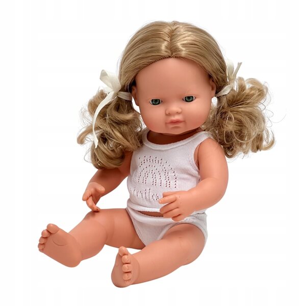 Lalka Miniland dziewczynka Europejka ciemny blond 38 cm, 31260