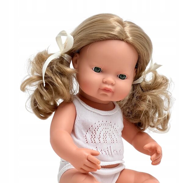 Lalka Miniland dziewczynka Europejka ciemny blond 38 cm, 31260