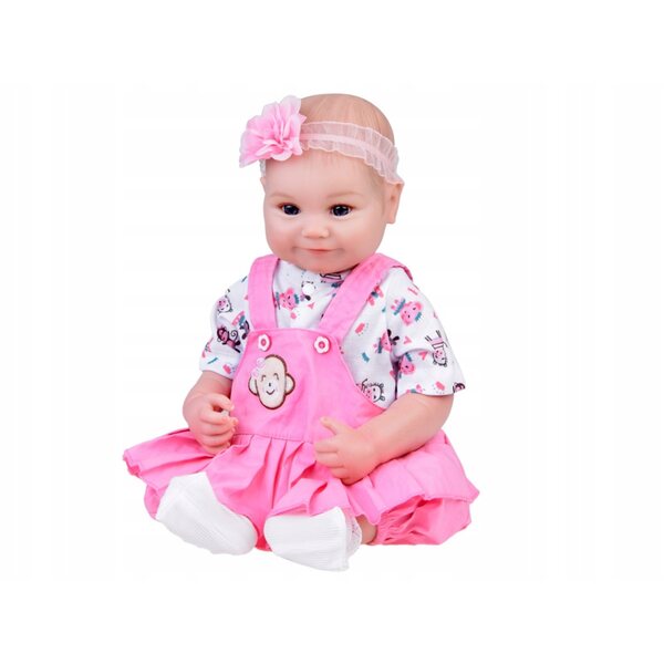 Jokomisiada 50 cm realistische Babypuppe mit Kuscheltieren und Flasche