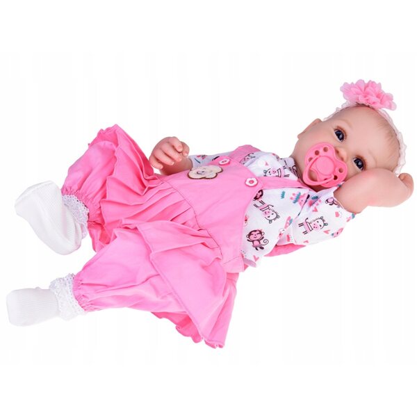 Jokomisiada 50 cm realistische Babypuppe mit Kuscheltieren und Flasche