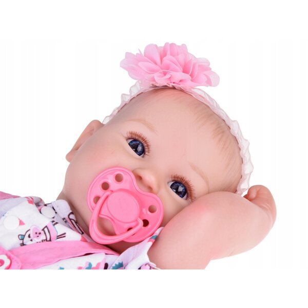 Jokomisiada 50 cm realistische Babypuppe mit Kuscheltieren und Flasche