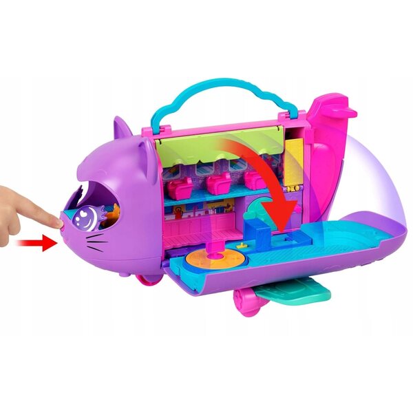 Polly Pocket Aereo per gatti con 2 bambole e 19 accessori - Set per bambini 4+