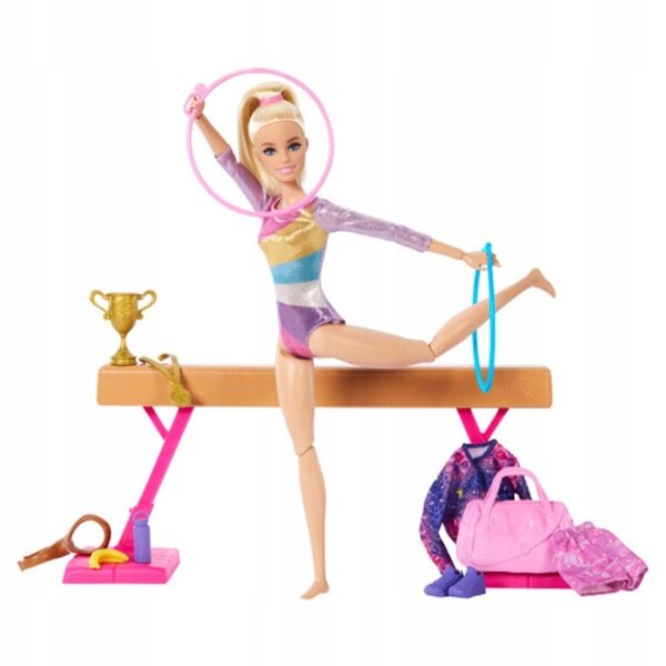 Barbie Gimnastyczka mit komplettem Zubehörset - Sportpuppe 3+