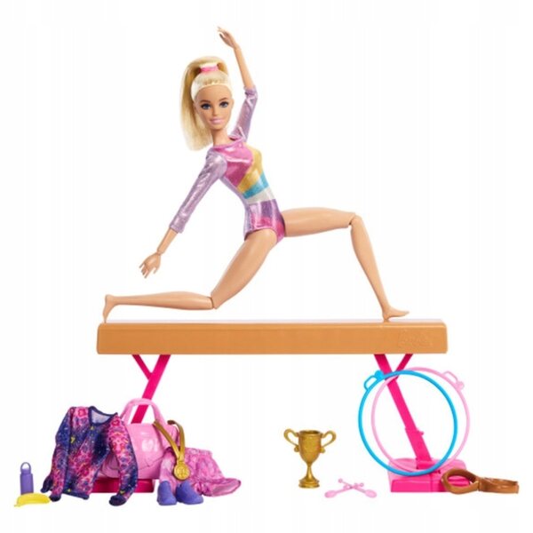 Barbie Gimnastyczka mit komplettem Zubehörset - Sportpuppe 3+