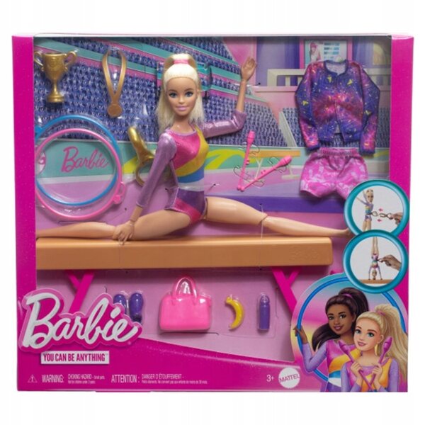 Barbie Gimnastyczka mit komplettem Zubehörset - Sportpuppe 3+