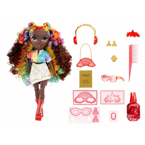 Bambola Rainbow High Iris con Set Accessori e Kit DIY per Creare Cristalli