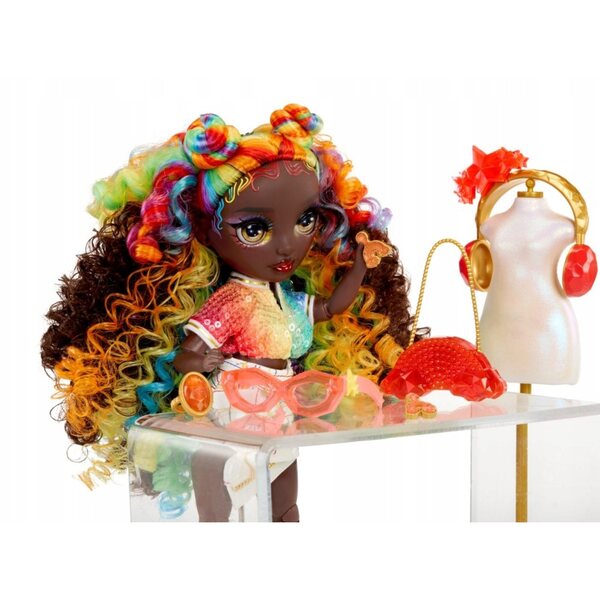 Bambola Rainbow High Iris con Set Accessori e Kit DIY per Creare Cristalli
