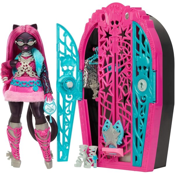 Monster High Scarysecrets Series 6 Catty Doll Noir med 19 overraskelser