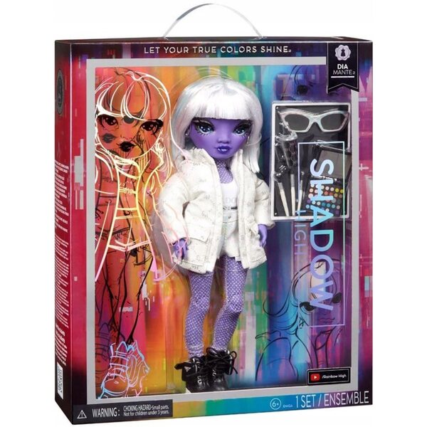 Bambola Rainbow High Shadow Dia Mante Viola con Accessori e Cosmetici