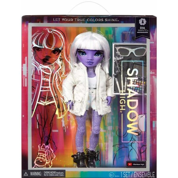 Bambola Rainbow High Shadow Dia Mante Viola con Accessori e Cosmetici