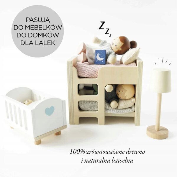 Set mit 7 Le Toy Van Holzpuppen – Puppenfamilie mit Baumwollkleidung