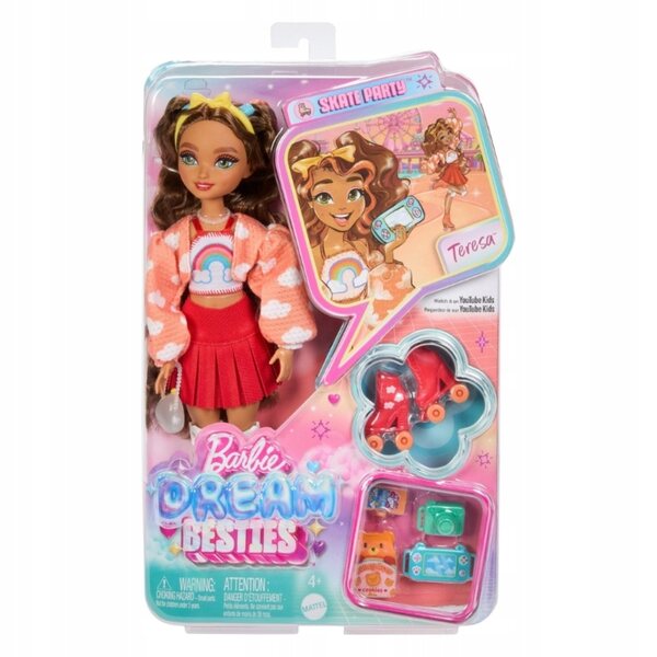 Barbie Teresa auf Rollschuhen mit Mode- und Kreativitätszubehör 29 cm