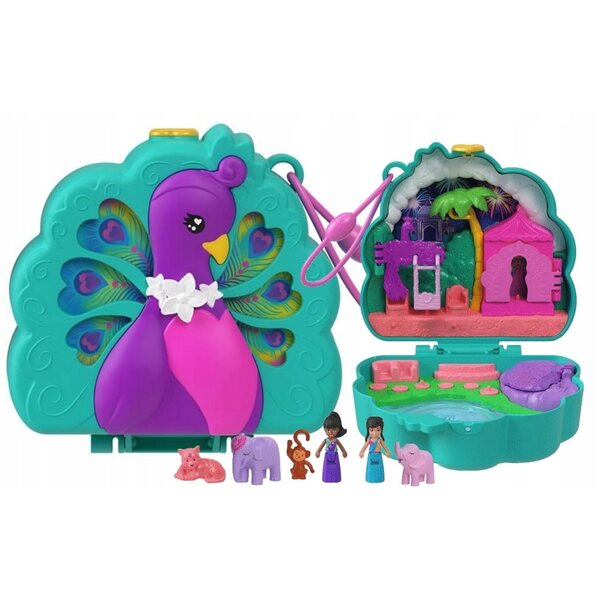 Polly Pocket Peacock Garden - Комплект с 2 микро кукли и 12 аксесоара за деца 4+