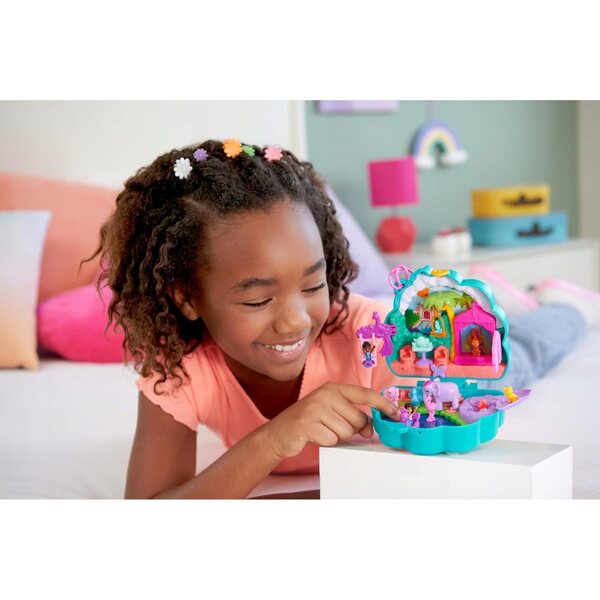 Polly Pocket Pavone Giardino - Set con 2 micro bambole e 12 accessori per bambini 4+