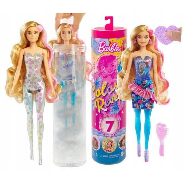 Barbie Color Reveal Party – Puppe mit 7 Überraschungen, 29 cm, Mattel
