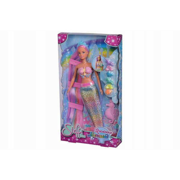 Steffi Bambola Sirena con Coda Arcobaleno e Capelli Lunghi Simba 29 cm