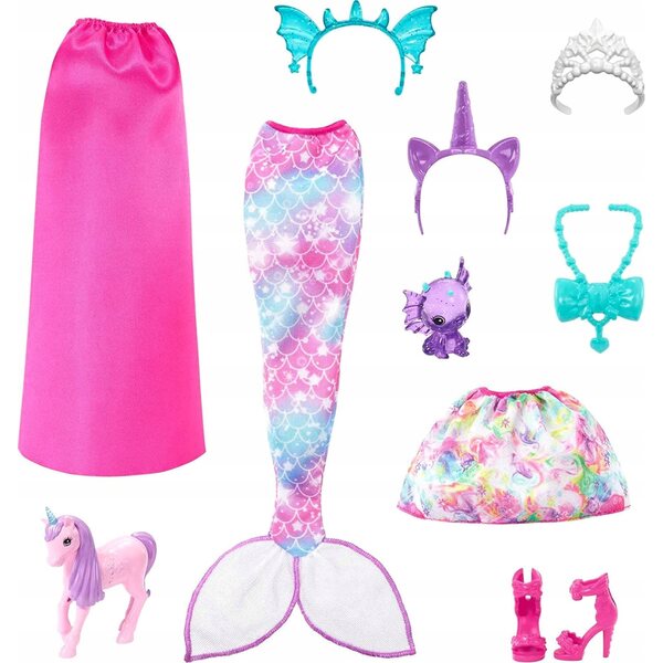 Barbie Dreamtopia 3 in 1 mit Meerjungfrauen-, Einhorn- und Prinzessinnenkleidern 29 cm