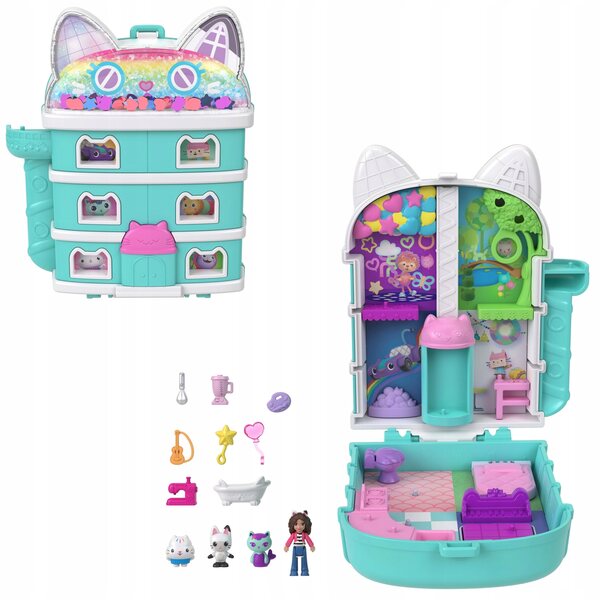 Polly Pocket Gabby's Dollhouse Set : Maisonnette compacte avec accessoires de meubles