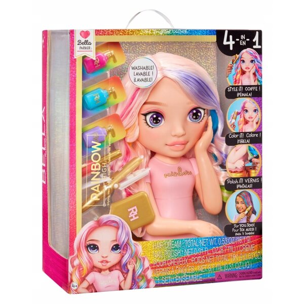 Глава за прическа Rainbow High Bella Parker за стайлинг и детски грим