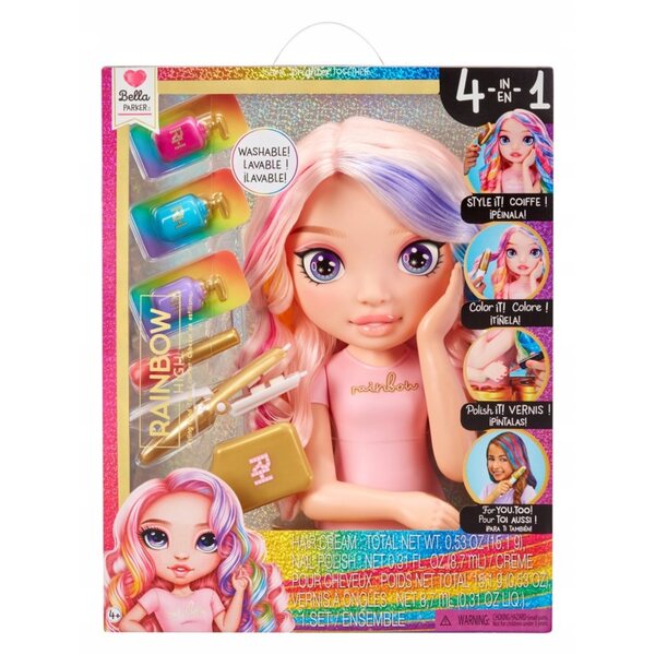 Rainbow High Testa per Acconciature Bella Parker per Styling e Trucco Bambini