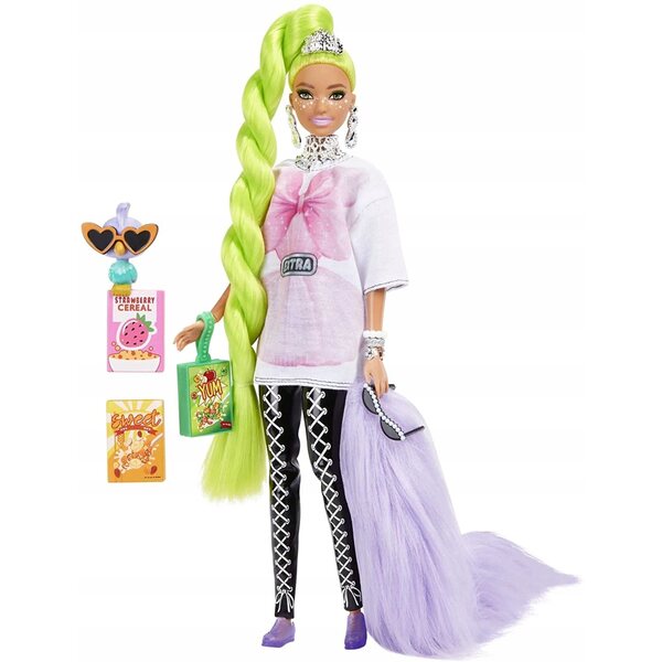 Barbie Extra con peluche e accessori – Bambola moda neon per bambini 3+