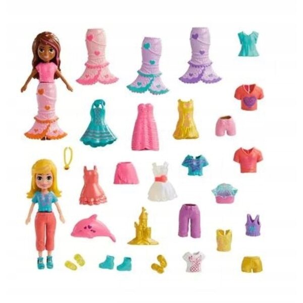 Mattel Polly Pocket Set Fashion Seashine Sirena con Mini-Bambole e Accessori Sirena