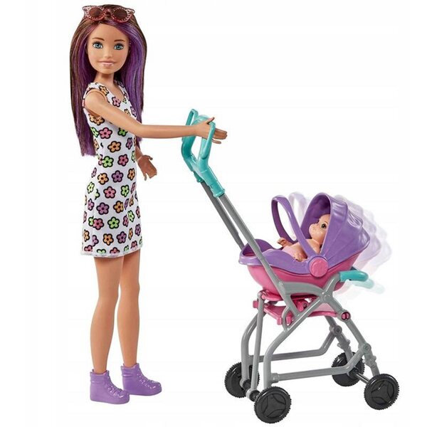 BARBIE Skipper Opiekunka dziecięca z wózkiem GXT34