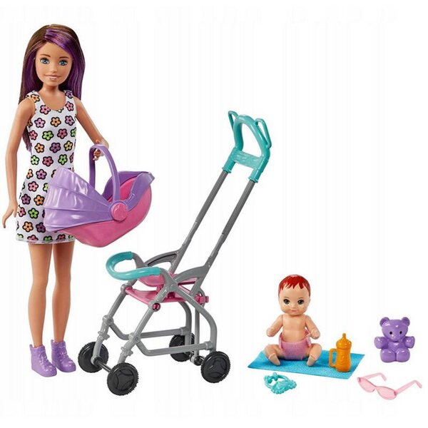 BARBIE Skipper Opiekunka dziecięca z wózkiem GXT34