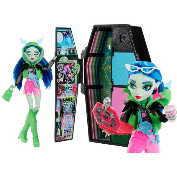 Bambola Monster High Ghoulia Yelps 27 cm con Accessori Neon e Colori Segreti
