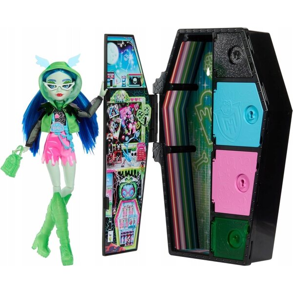 Bambola Monster High Ghoulia Yelps 27 cm con Accessori Neon e Colori Segreti