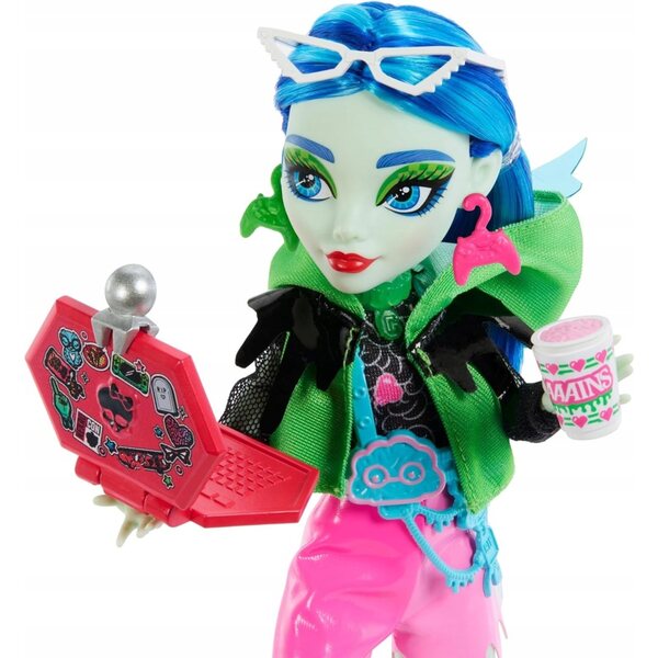 Bambola Monster High Ghoulia Yelps 27 cm con Accessori Neon e Colori Segreti