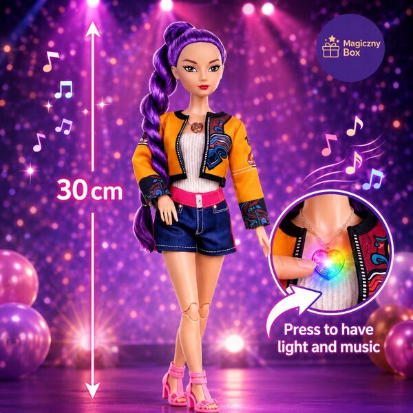 Bambola Musicale K-POP Demon Hunters 30 cm con Cuore Luminoso e Canto