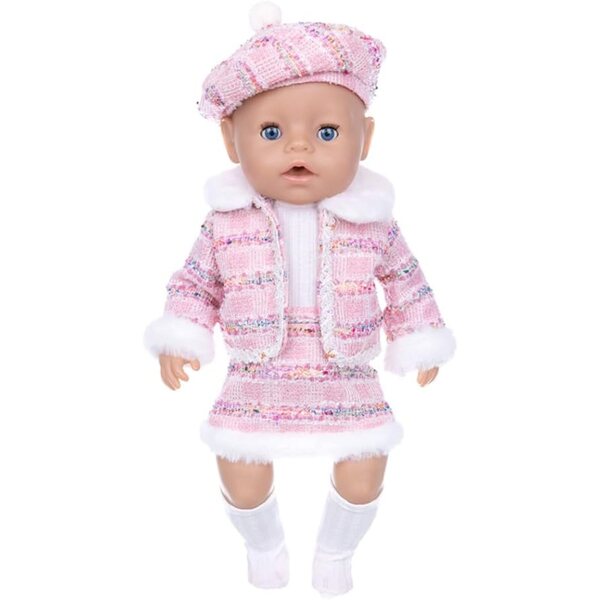 Winterkleidung für American Girl 18" Puppe aus rosa Tweed mit Mütze