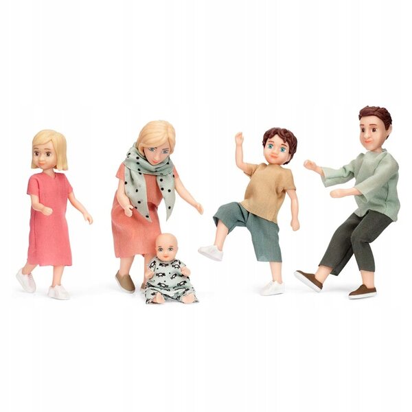 Set 5 bambole colorate Lundby per casa delle bambole 11 cm movimento completo