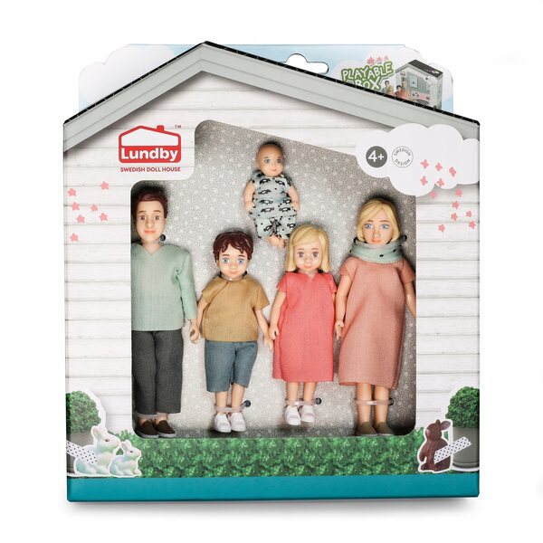 Set 5 bambole colorate Lundby per casa delle bambole 11 cm movimento completo