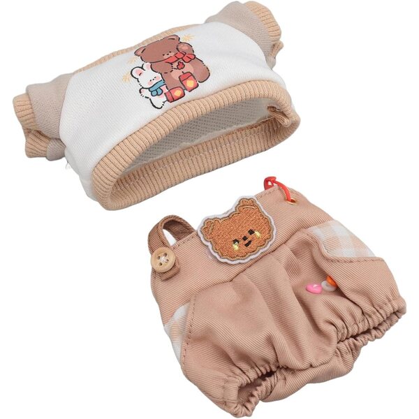 Baumwoll-Kleidungsset für 8-Zoll-Plüschpuppen – Phefop Apricot