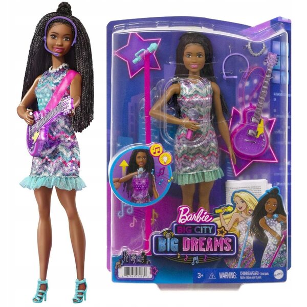 Barbie Big City Brooklyn mit Geräuschen, Lichtern, Mikrofon und Gitarre – Musikpuppe