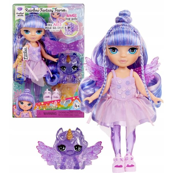 Amethyst Willow Modepuppe, lila Fee mit Pegasus und Accessoires